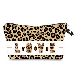 Cosmetic Bags Leopard Print LOVE YOU Ladies Bag With Female Multi-function Travel Storage Lipstick