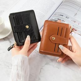 Card Holders 2022 Women Wallet PU Leather Women's 8 Cards Slim Minimalist Holder Coin Changes Purse Female Zipper Multi-card Slot