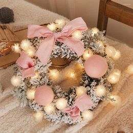 Christmas Decorations 30CM Artificial Rattan Flower Door Hanging Wreath With String Light Wall Decoration For Home Festival Party