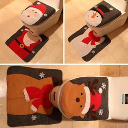 Toilet Seat Covers Christmas Decorations Cartoon Old Snowman Set Of Decorate Closestool Dustproof Protective 2pc/set