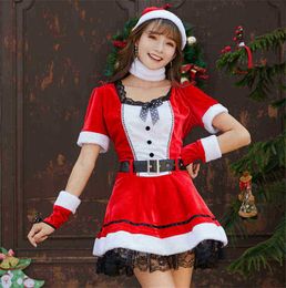 Stage Wear Women's Christmas comes Japan and South Korea cute Christmas short skirt rave party adult Santa Claus come T220901
