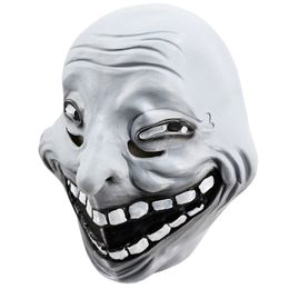 Party Masks Troll Face Meme Cartoon Full Head Latex Comic Smile Carnival Costume Fancy Dress Grey 221024