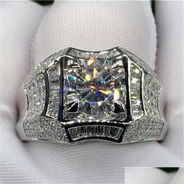 Band Rings 3 Carats Diamond Ring For Men Rock 14K Gold Jewellery Anillo Esmaltado Sier 925 Bague Diamant Bizuteria Rings Drop Delivery 2 Dhxja