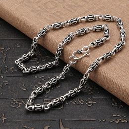 Choker 925 Sterling Silver Jewellery Vintage Chinese Style Men's Personality Fashion Necklace 6mm Wide Chain Length Can Be Customised