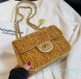 Winter New Fashion Camellia Velvet Chain Small Underarm Messenger Women Shoulder Bag 2022