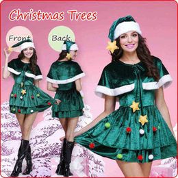 Stage Wear Christmas Women Come Cosplay Christmas Tree Come Christmas Party Dress with Hat Outfits Girl Skirt 2021 New T220901