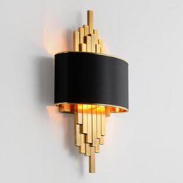 Wall Lamps Nordic Postmodern Light Luxury Lamp TV Background Living Room Bedroom Bedside Simple Golden Shop Villa