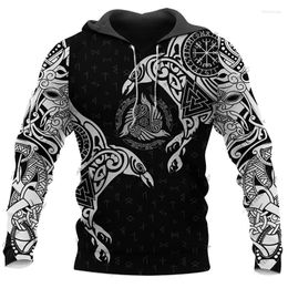 Men's Hoodies Men's & Sweatshirts 2022 Spring Autumn Wolf Animal Pattern Printing Hoodie Harajuku Fashion Hooded Unisex Casual Pullover