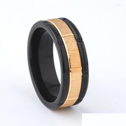8mm Black Gold Spinner mens wooden wedding rings for Men - Rotatable Band, Fashionable Classic Gents Party Jewelry
