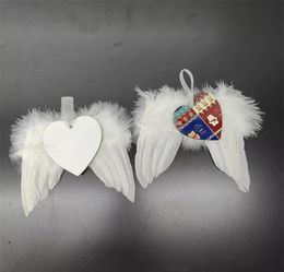 Sublimation Christmas Feather Pendant White Blank MDF Heat Transfer Christmas Decorations 2.8inch Round Heart Double Side For Sublimating01