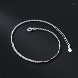 Anklets Real 925 Sterling Silver For Women Zircon Foot Jewelry Beading Accessories Chain Hight Quality 2022 Summer