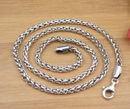 Chains Pure 925 Sterling Silver Necklace Width 4mm Wheat Link Chain Length 19.62"L About 23g For Woman Man