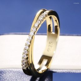 Wedding Rings Wedding Rings Huitan Classic Simple X Shape Cross Women Ring Luxury Cz Stone Mix Metal Colour High Quality Daily Versat Dhlou