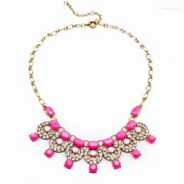 Choker Fashion Crystal Imitation Gemstone Necklace Costume Match 3 Colours Women Statement Bib Boho Jewellery