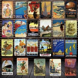 Travel Cites Country Metal Painting Hawaii Wall Posters Vintage Tin Sign Antique Souvenirs Festival Gift Woo