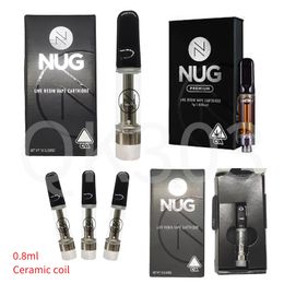 NUG E-cigs Disposable Vape Pen Cerramic Tips Cartouche 1 ml Verre Verre Verre ATOMIZERS CARTIDGES PLAT