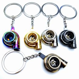 Car Keychain Pendant Metal Turbo Keychains Auto Part Model Turbine Turbocharger Key Chain keyring