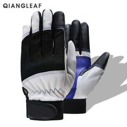 Cycling Gloves QIANGAF PU Motorcyc Riding Safety Outdoor Sports Bike Stitching Tactical Hands Protective Work Whosa 7-B L221024