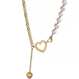 Chains High Quality Hollow Heart Pendant Pearl Chain Necklace Jewelry For Women