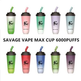 savage vape puff 7k 12k 15k Disposable Vape Pen max cup 6000 Puffs 16ml with 600mah rechargeable Battery mesh coil 5% PUFF vapes desechables disposables pod