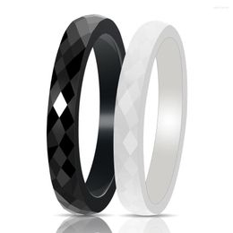 Cluster Rings 3mm Black Ceramics Ring Men Jewellery White Geometry For Women Vintage Simple Finger Female Mens Couple Wedding