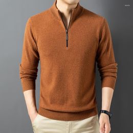 Men's Sweaters Top Grade Men Wool Autumn & Winter Cashmere Zipper Jumpers Long Sleeve Male Slim Pure Thick Knit Clothing