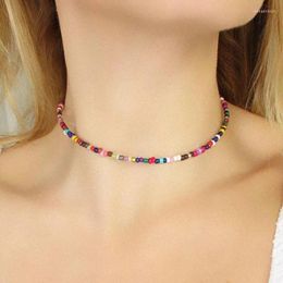 Choker Summer Bohemia Beaded Necklaces For Women Boho Short Charm Elastic African Necklace Cool Collier Beach Jewelry Bijoux