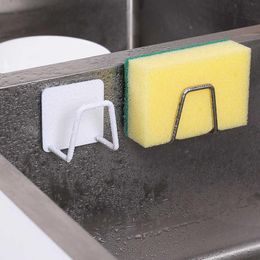 Stainless Steel Kitchen Sink Sponge Storage Holder Self Adhesive Drain Quick Drying Rack Wall Hooks Accessories Wire Ball Rag RRA152