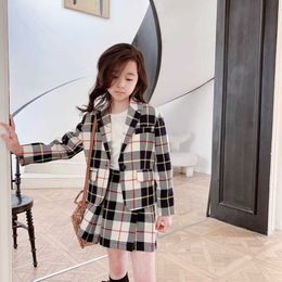 Girls Preppy Style Kids Set Spring Baby Jacket With Skirt 2pcs Suits Tops