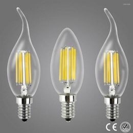 Dimmable LED Candelabra Bulb 2W 4W 6W Filament Chandelier Light Bulbs E14 220V Base Vintage EdisoncClear Glass Candle