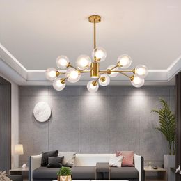Chandeliers Modern Nordic Style LED Chandelier For Living Room Bedroom Dining Kitchen Ceiling Pendant Lamp Gold Ball G9 Hanging Light