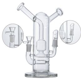 Wholesale Clear Splashguard Hookahs Double Glass Bong Sidecar Neck Dab Rigs Online Perc Percolator Both Herbs And Concentrates With Smoking Accessories WP2285