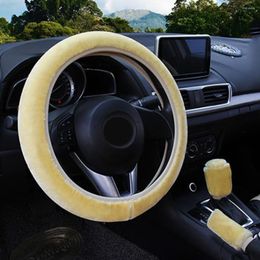Steering Wheel Covers Handbrake Cover Kit Plush Protection 3Pcs Auto Car Fluffy