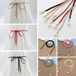 Belts Fashion Women Solid Color Braided Tassel Belt 2022 Boho Girls Thin Waist Rope Knit For Dress Bands Accessories