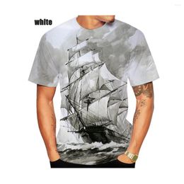Men's T Shirts 2022 Summer Fashion Personality Funny Short Sleeved Pirate Ship Men's 3D Printed T-shirt Casual Street Shirt