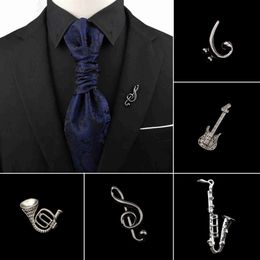 Pins Brooches Saxophone Guitar Brooch sic Note Mini Lel Men Women Suit Shawl c Jewelry Shirt Collar Party Daily Accessory Gift L221024