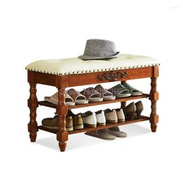 Clothing Storage American Shoe Changing Stool Household Solid Wood Door Wearing European Rack Porch Sofa St