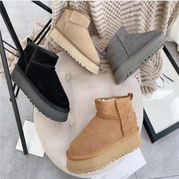 Klasik Ultra Platform Botlar Tasarımcı Kadınlar Snow Boot Erkekler Sneaker Kestane Kömür Kış Peluş Peluş Ayak Bileği Kökusu Kürk Lüks Kadınlar Sıcak Ayakkabılar EU35-42