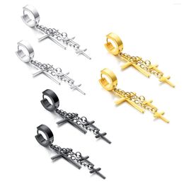 Hoop Earrings Cyue European Men's Earnails Cross Stainless Steel Fashion Women's Festival Gifts Jewellery