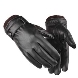 Cycling Gloves for Men Winter Keep Warm Touch Screen Windproof Driving Motorcyc PU ather L221024