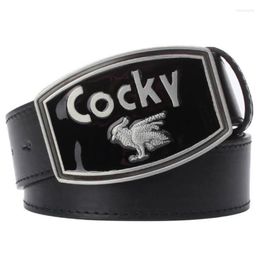 Belts Fashion Men's Leather Belt Retro Cocky Bird Metal Buckle Wild Western Style Decorative Strap Gift For Men