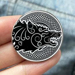 Brooches Celltic Style Viking Wolf Howling Enamel Pin Badge Backpack Collar Lapel Pins Jewellery