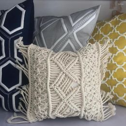 Pillow 2022 Macrame Handmade Cotton Thread Covers Sofa Cover Decorative Pillowcases Home Textile 25x25cm Ivory