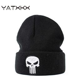 Beanie/Skull Caps YaTxKx Embroidery Skeleton Skull Knit Cap Hat For Warm Winter Unisex Ski Hip Hop Bonnet Outdoor Hat Beanie Caps For Men T221020