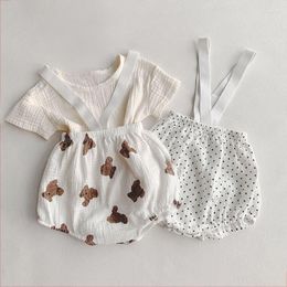 Clothing Sets Baby Set Solid Colour Short-sleeveT-Shirt Romper Two Piece Suit Summer Born Boys Girls Outfit