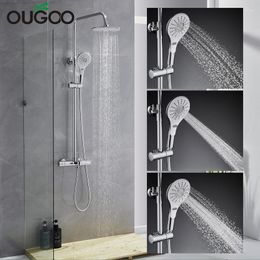 Bathroom Shower Sets OG Thermostatic Faucet Chrome Mixer Set Waterfall Rain System Bathtub Taps