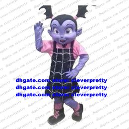 Anúncios vampiros garotas mascote fantasia roxa draculaura rebelde vampirina adulto desenho animado traje de caráter fofo adorável festival de arte zx2616