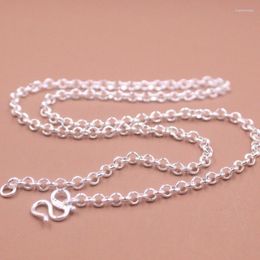 Chains Real Pure S999 Sterling Silver Chain Women 3.5mm Rolo Cable Link Necklace 45cm