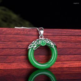 Pendant Necklaces Real Green Jade With 925 Sterling Silver Pendants Necklace Add Chain Jewellery