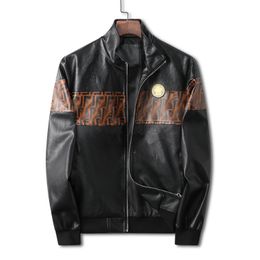 Jaqueta de couro de motociclista masculina com acabamento em zíper curto hip hop casual designer de esportes ao ar livre casaco de motocicleta preto letras de motociclista moda luxo fitness wear M-3XL # 99